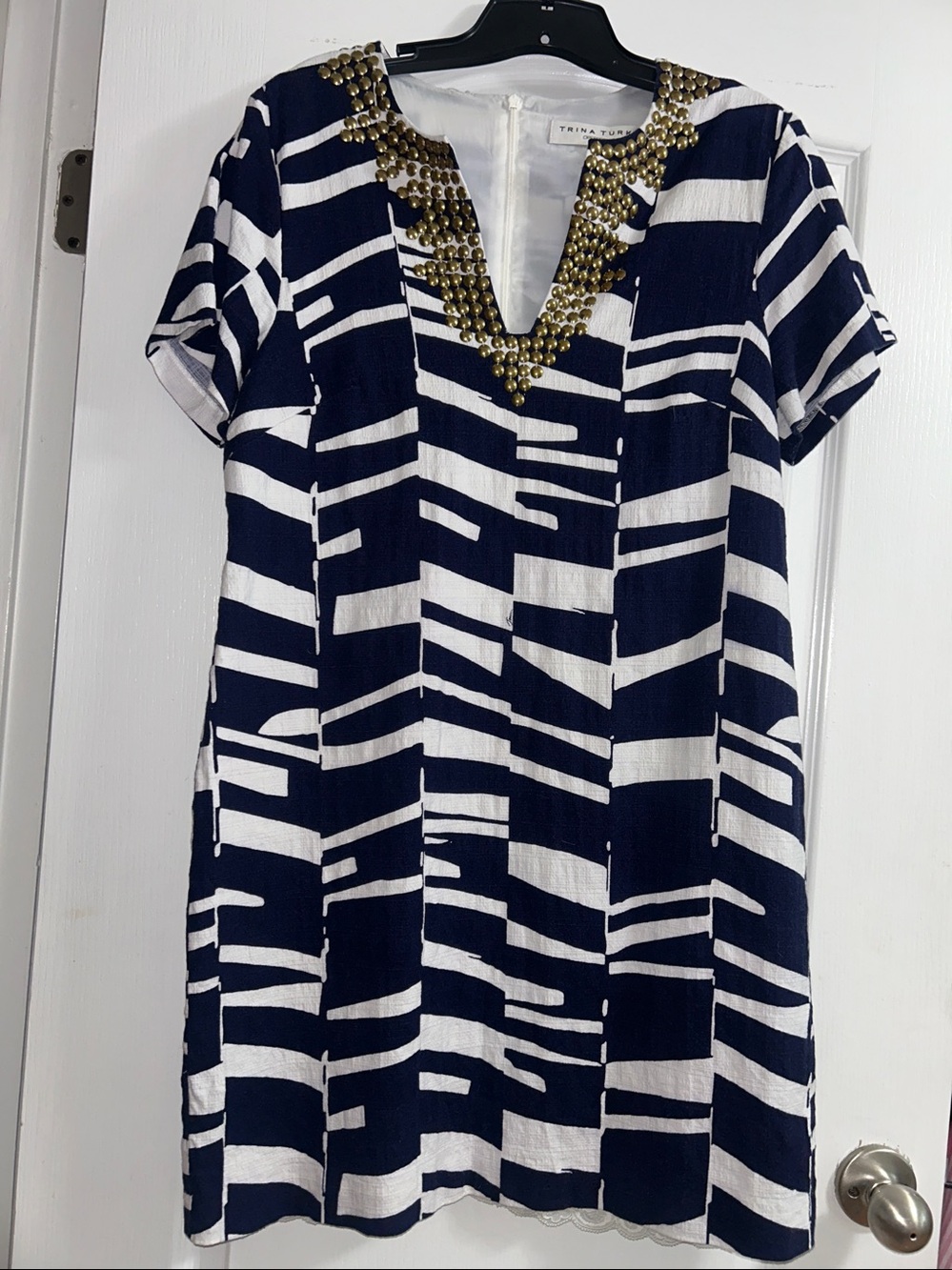 Trina Turk Navy & White Dress Sz 12
